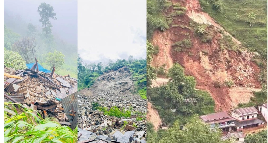खुर्कोटमा २ घर पुरीए, महाशिलामा ३ घर विस्थापीत